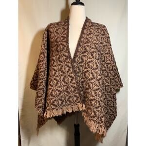 Vintage Handmade Brown and Tan Ruana - Made in Colombia